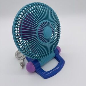 Vintage 1990s Holmes Teal/Blue/Pink 2 Speed Stationary Desk Fan (HANF-95) Tested